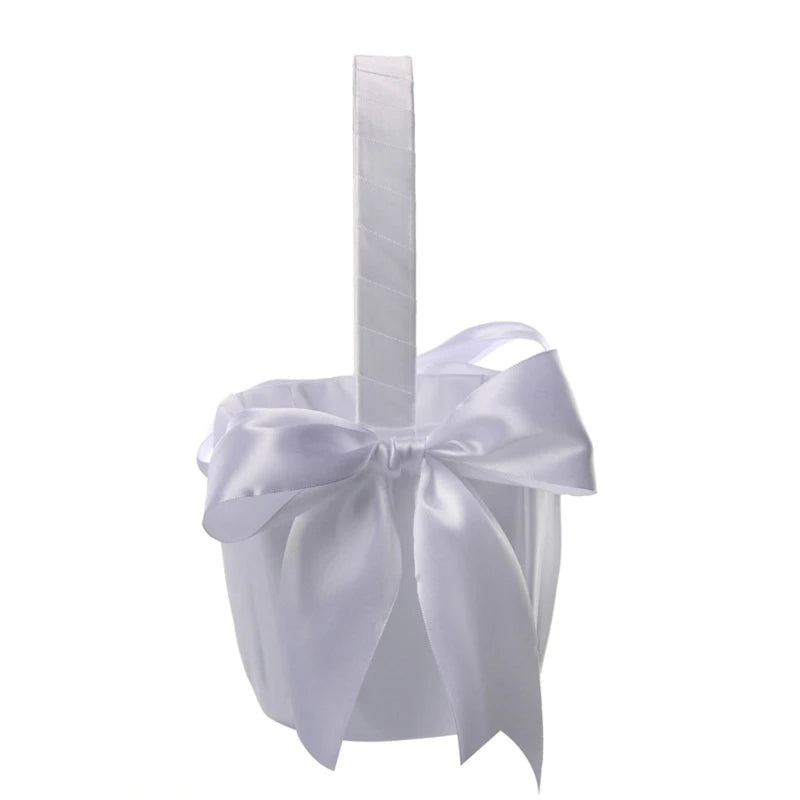 Small Satin Flower Girl Baskets with Bows