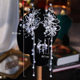 Flower Beaded Tassel Hair Clips Earrings Set for Weddings