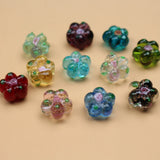 Pink Mix Flower Lampwork Glass Beads for Jewelry Making