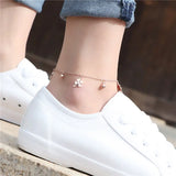Flower Bells Anklet 18KGP Rose Stainless Steel Charm Jewelry Gift