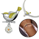 Flower & Bird Bead Charms Women Bracelet Bangle Jewelry Making