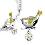 Flower & Bird Bead Charms Women Bracelet Bangle Jewelry Making