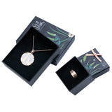 Flower Bird Print Jewelry Gift Box Earring Ring Pendant Necklace Display Packagi