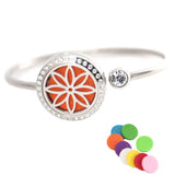 Flower Bracelet Locket Bangle Aromatherapy 25mm Magnet Crystal Stainless steel