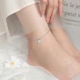 Sterling Silver Flower Anklet Bracelet for Women