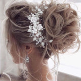 Bridal Flower Hair Vine Silver Pearl Headband