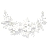 Bridal Flower Hair Vine Silver Pearl Headband