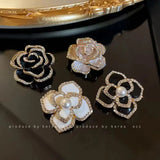 Flower Brooch Rhinestone Pearl Drop Enamel Pin