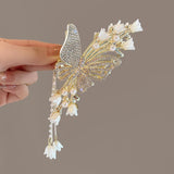 Butterfly Flower Tassel Hair Clips Rhinestones Pearl Vintage Headdress
