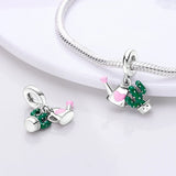 925 Sterling Silver Heart Flower Charm Bead Bracelet DIY Jewelry Gift