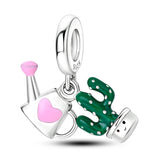 925 Sterling Silver Heart Flower Charm Bead Bracelet DIY Jewelry Gift