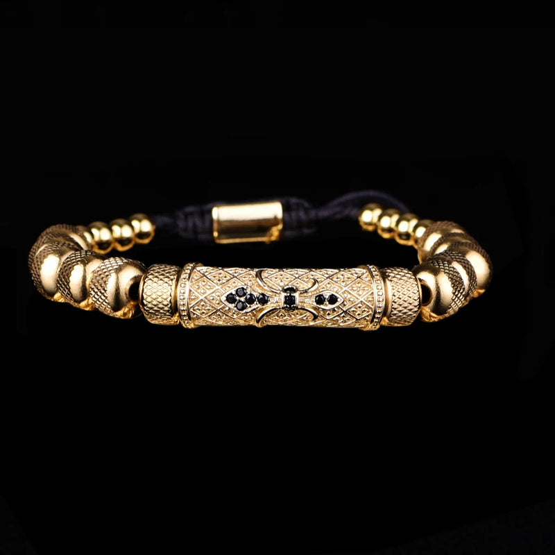 Stainless Steel Cross Bracelet with Flower Charm Bangle