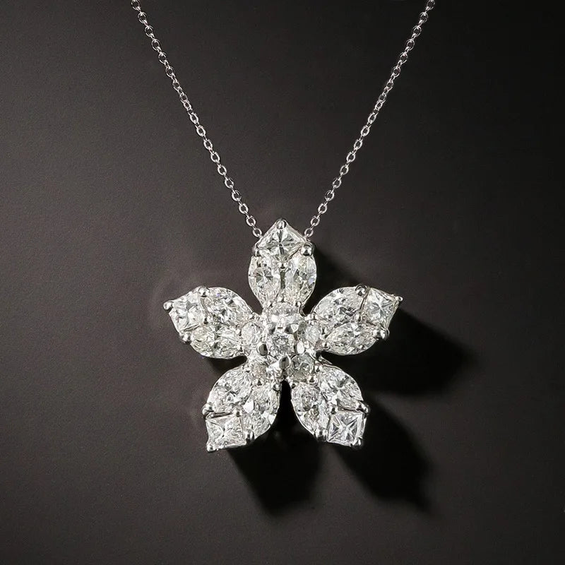 Flower Chocker Necklace AAAAA Cz Filled Wedding Pendants Necklace