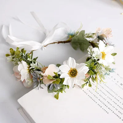 Vintage Flower Crown Tiara Hairband for Bride Girls Wedding