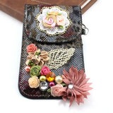 Crystal Pearl Bead Jewelry Packaging Bag Snap Fastener PU Leather Gift