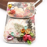 Crystal Pearl Bead Jewelry Packaging Bag Snap Fastener PU Leather Gift