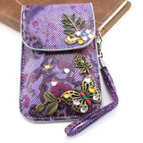 Crystal Pearl Bead Jewelry Packaging Bag Snap Fastener PU Leather Gift