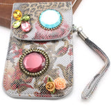Crystal Pearl Bead Jewelry Packaging Bag Snap Fastener PU Leather Gift