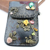 Crystal Pearl Bead Jewelry Packaging Bag Snap Fastener PU Leather Gift