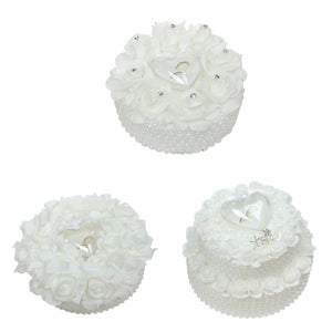 Flower Cushion Pillow with Heart Shaped Ring Box Rose Flower Pearl Ring Holder