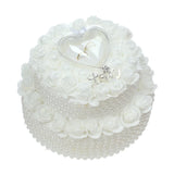 Rose Flower Cushion Pillow with Heart Shaped Ring Box and Pearl Ring Holder