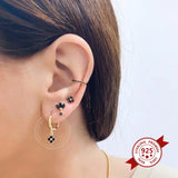 Crystal Hoop Earrings Star Pendant Dangle 925 Silver Needle Flower Earrings