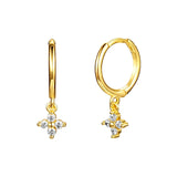 Crystal Hoop Earrings Star Pendant Dangle 925 Silver Needle Flower Earrings