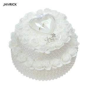 Flower Decorated Ring Box Bearer Pillow Wedding Ring Cushion Wedding Decor