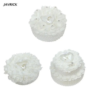 Flower Decorated Ring Box Bearer Pillow Wedding Ring Cushion Wedding Decor