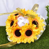 Sunflower Wedding Ring Set with Decorated Box and Pillow