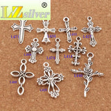 Flower Cross Charm Beads 20pcs Zinc Alloy Pendants