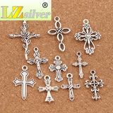 Flower Cross Charm Beads 20pcs Zinc Alloy Pendants