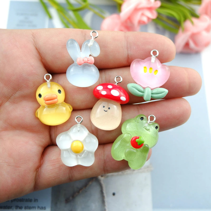 Flower Duck Mushroom Charms for DIY Jewelry Making Accessories Bulk