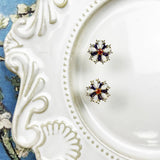 Flower Ear Studs Colourful Stones 925 Silver Floral Earrings