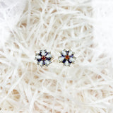Flower Ear Studs Colourful Stones 925 Silver Floral Earrings