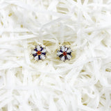 Flower Ear Studs Colourful Stones 925 Silver Floral Earrings