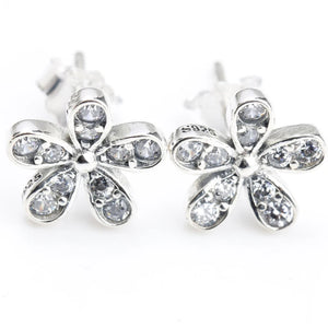 925 Silver Dazzling Daisy Flower Earrings with Clear CZ Studs