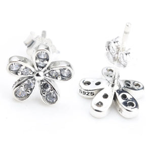925 Silver Dazzling Daisy Flower Earrings with Clear CZ Studs