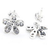 925 Silver Dazzling Daisy Flower Earrings with Clear CZ Studs