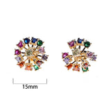 Flower Earrings Crystal Plated/Silver Women
