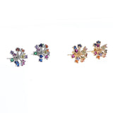 Flower Earrings Crystal Plated/Silver Women