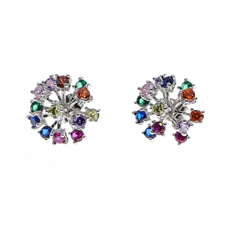 Flower Earrings Crystal Plated/Silver Women