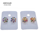 Flower Earrings Crystal Plated/Silver Women