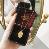 Lily Flower Necklace Sweater Chain Stainless Steel Gift Women Gothic Pendant