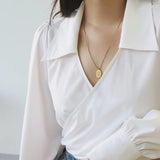 Lily Flower Necklace Sweater Chain Stainless Steel Gift Women Gothic Pendant