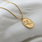 Lily Flower Necklace Sweater Chain Stainless Steel Gift Women Gothic Pendant