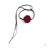 Flower Gothic Silks Satins Choker Ribbon Collar Necklace