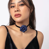 Flower Gothic Silks Satins Choker Ribbon Collar Necklace