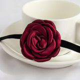 Flower Gothic Silks Satins Choker Ribbon Collar Necklace