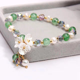 Crystal Beads Freshwater Pearls Strand Bracelet Women YBR279